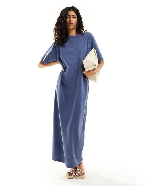 ASOS Blue Oversized Midaxi T-shirt Dress