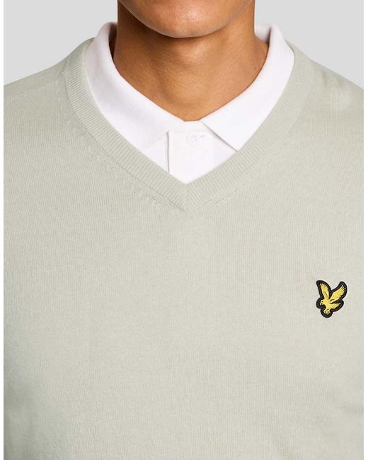 Lyle & Scott Gray Mid Knits Golf V Neck Pullover for men