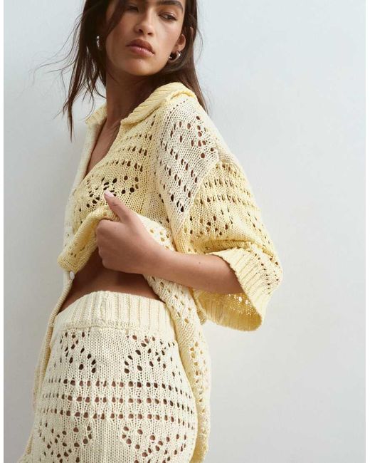 ARRANGE Natural Crochet Co-ord Shorts