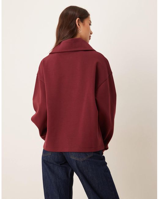 ASOS Red Interlock Half Zip Sweatshirt