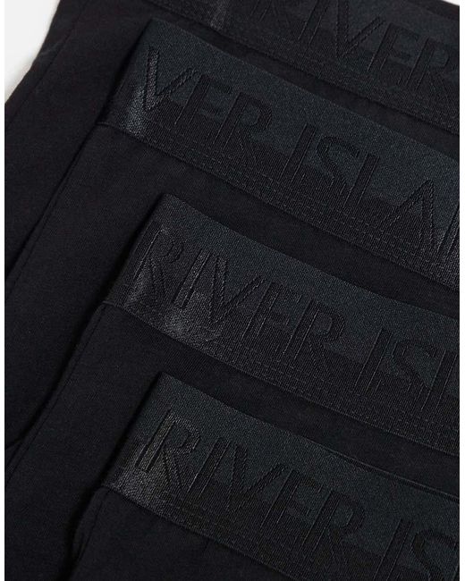 Pack De 4 Calzoncillos Negros Elásticos De Algodón De River Island de hombre de color Black