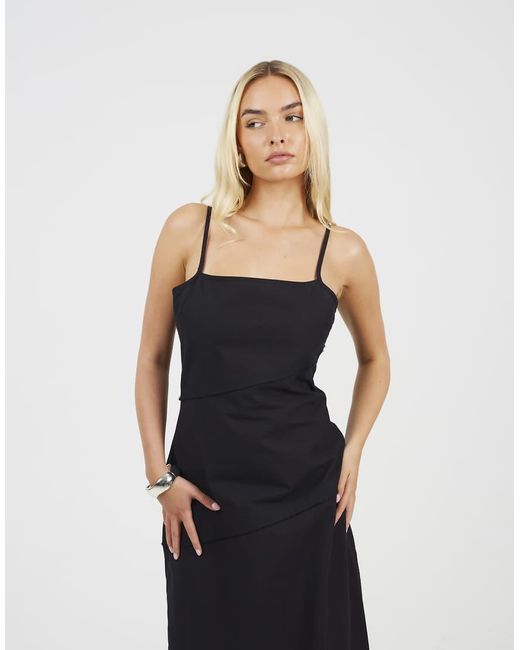 Brave Soul Blue Strappy Panelled Midi Dress