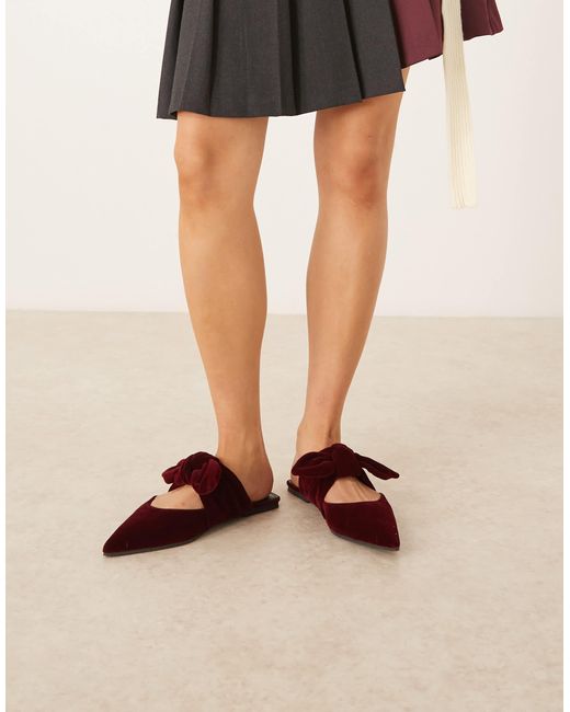 Asos Design Wide Fit Natural Lunar Bow Detail Mules