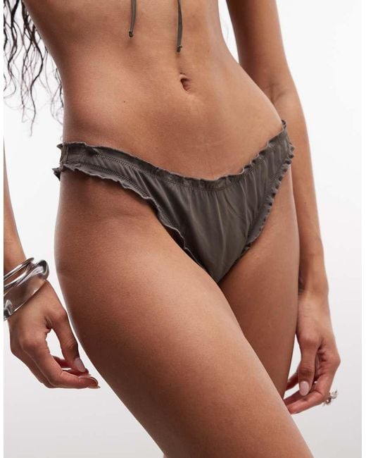 Weekday Brown Frilly Bikini Bottoms
