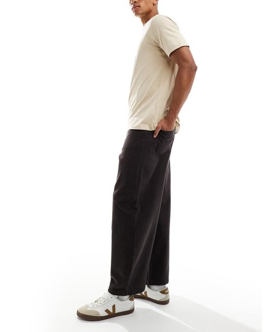 Pantalones Marrones De Corte Barrel Con Detalle De Costuras De ASOS de hombre de color Black