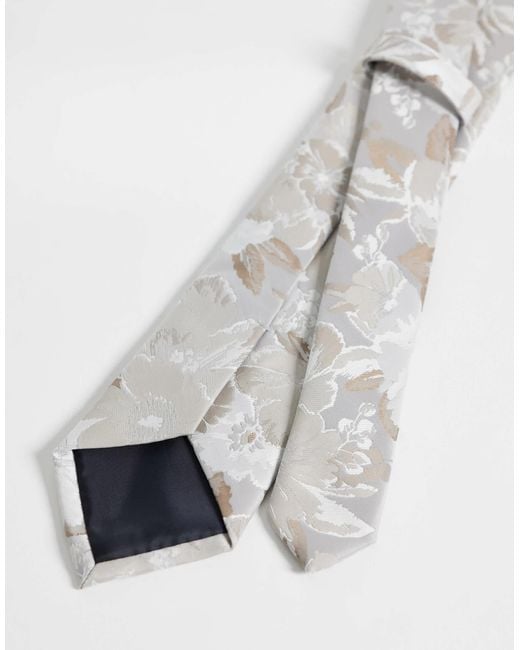 ASOS White Large Floral Pattern Tie for men