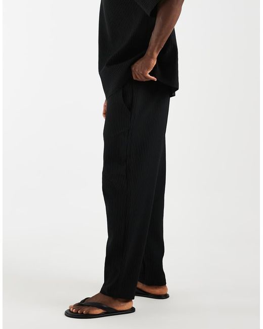ASOS Black Co-ord Plisse Trousers for men
