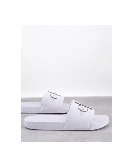 calvin klein sliders mens white