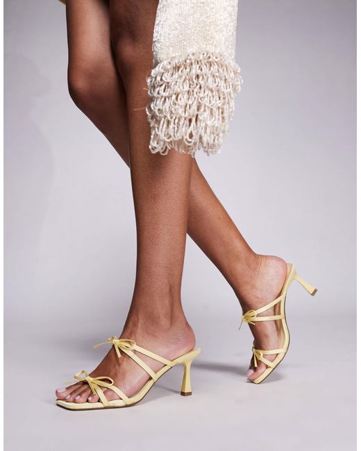 Public Desire Natural Taytay Heeled Muled Sandals With Bow Detail