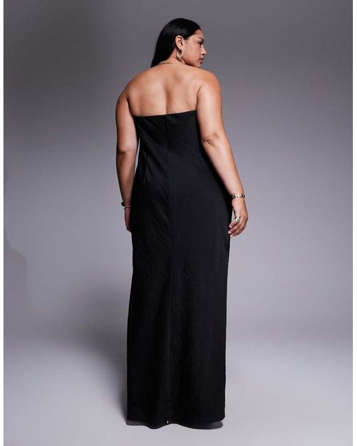 ASOS Black Asos Design Curve Bandeau Flower Applique Midaxi Dress