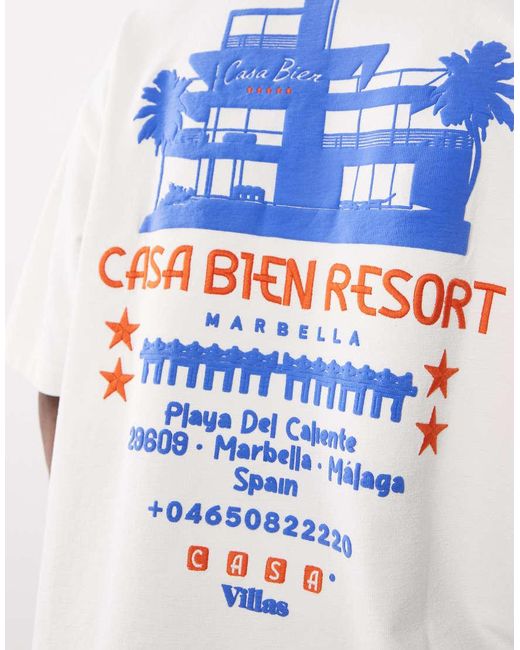 ASOS Blue Heavyweight Oversized T-shirt With Puff Print Resort Graphic for men