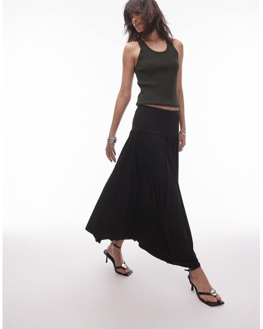 Mango Black Gathered Dop Waist Skirt