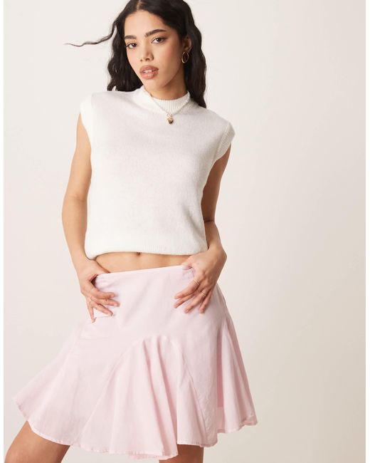ASOS Pink Cotton Godet Flippy Hem Mini Skirt