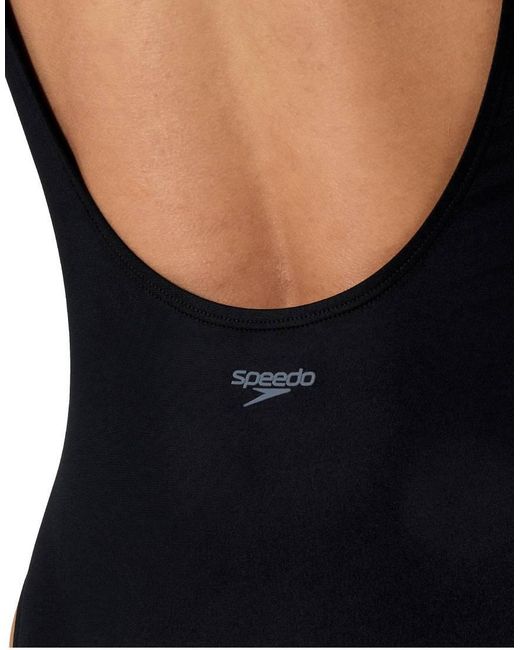 Speedo Black Solid High Neck Swimsuit