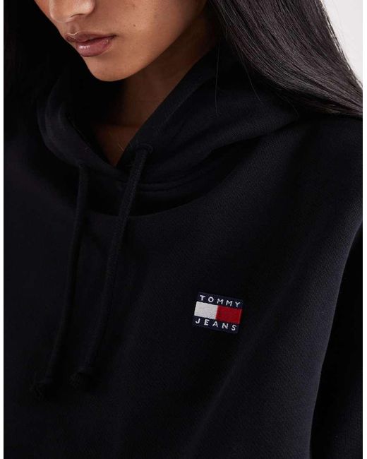 Sudadera Negra De Corte Cuadrado Con Parche De Tommy Hilfiger de color Black