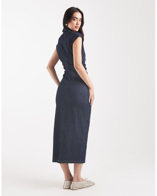 ONLY Blue Button Through Denim Midi Dress