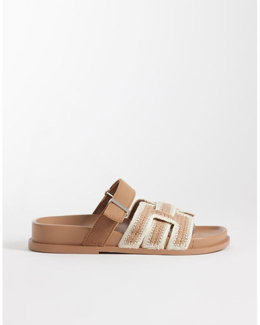 ASOS Natural Fion Woven Knit Footbed Sandals