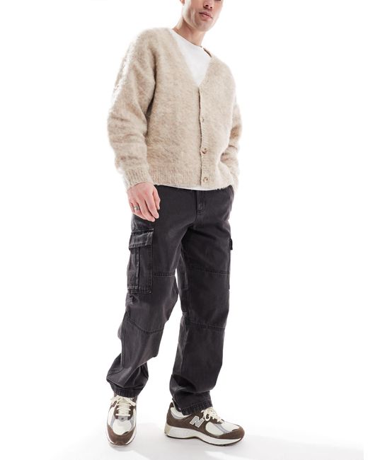 Jack & Jones – eddie – locker geschnittene cargo-jeans in Natural für Herren