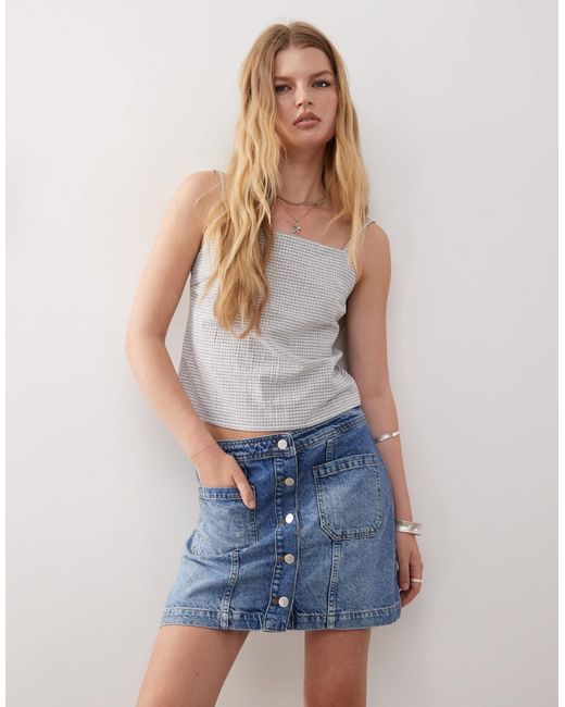 Reclaimed (vintage) Blue Denim Button Through Mini Skirt