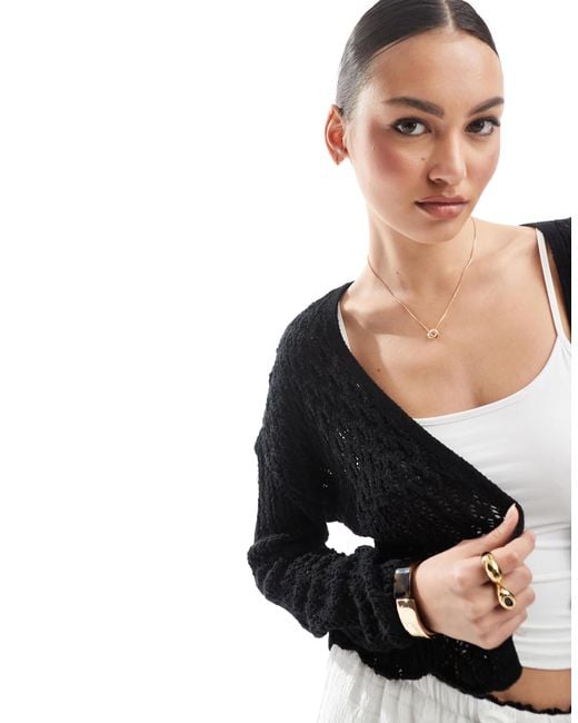 ONLY Black – gehäkelte strickjacke