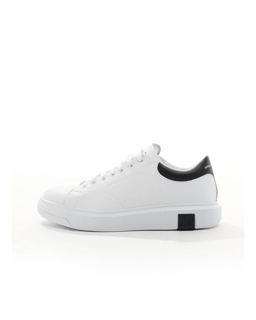 Armani Exchange Gray Contrast Detail Logo Leather Trainers for men