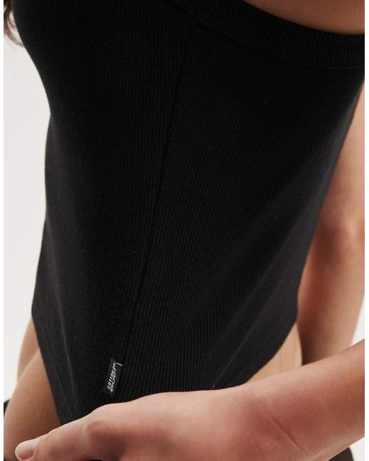 Cotton On Black Active Rib T-Bar Cropped Tank