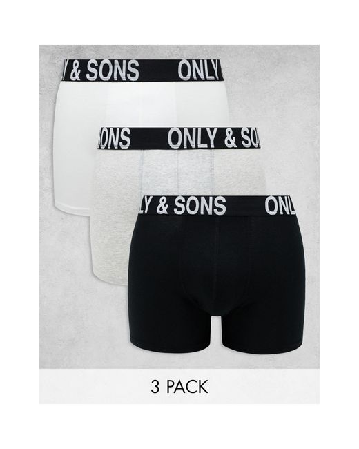 Only & Sons White 3 Pack Trunks for men