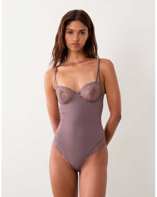 Calvin Klein Purple Shapewear Sensual Stretch Lace Bodysuit