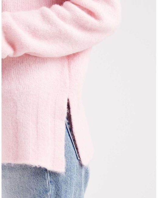 ASOS Pink Wide Sleeve Knitted Jumper With Wool