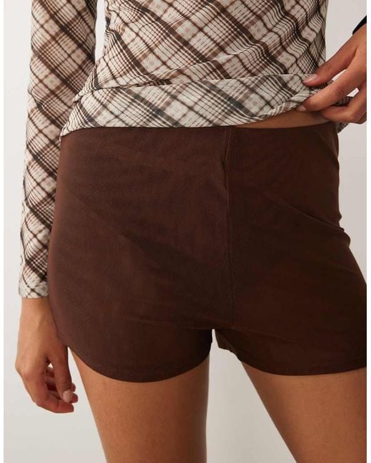 ASOS Brown Sheer Mesh Mini Shorts