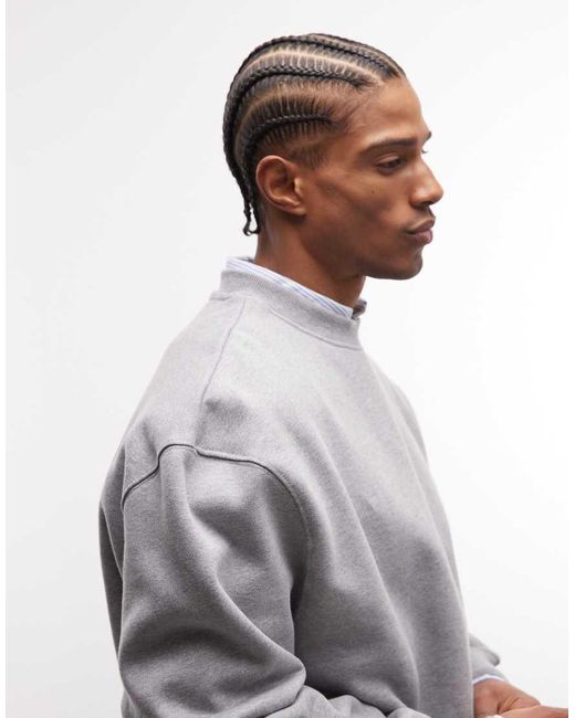 ASOS Gray Premium Heavyweight Oversized Sweatshirt 400Gsm for men