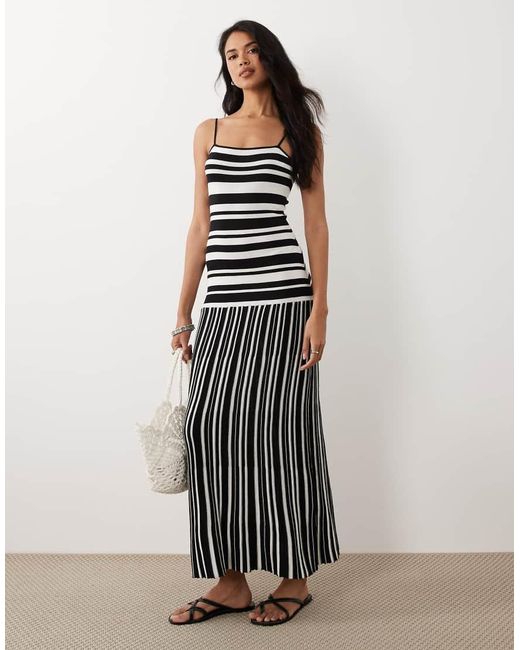 Gina Tricot White Cotton Blend Light Knit Strappy Maxi Dress