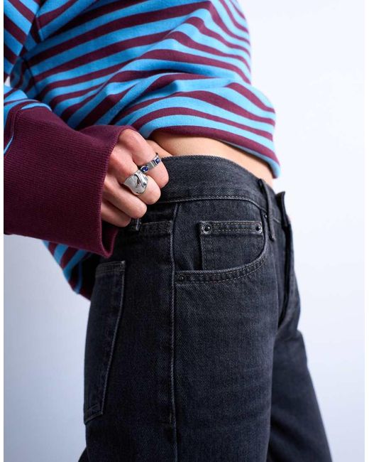 TOPSHOP Blue Runway Mid Rise Straight Jeans