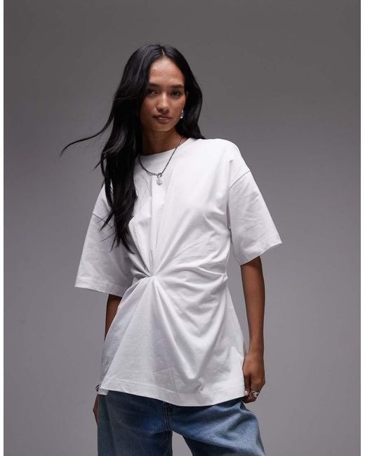 & Other Stories Blue T-Shirt With Ruche Detail