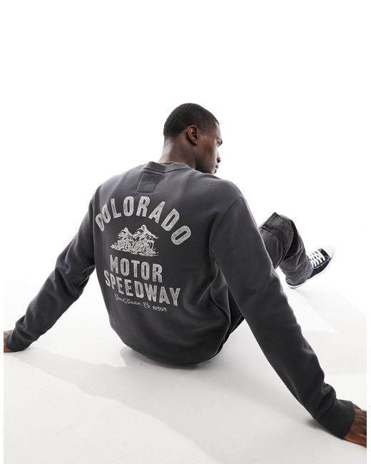 Hollister Black Sweatshirt With Colorado Back Print for men