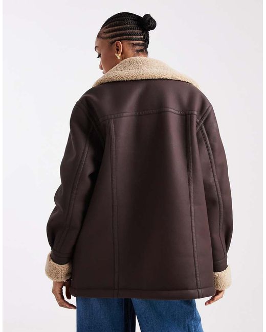 ASOS Black Asos Design Tall Leather Look Mid Length Bonded Jacket