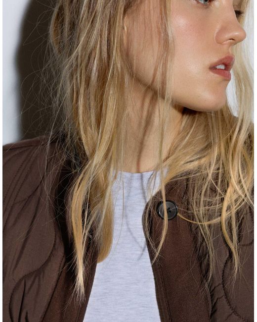 Pull&Bear Brown Steppjacke mit taschen