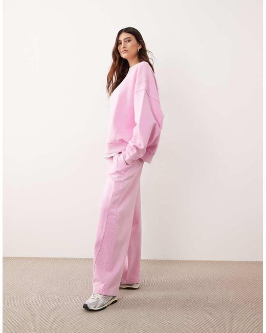 ARRANGE Pink Heavy Weight Seam Detail Barrel Jogger Co Ord