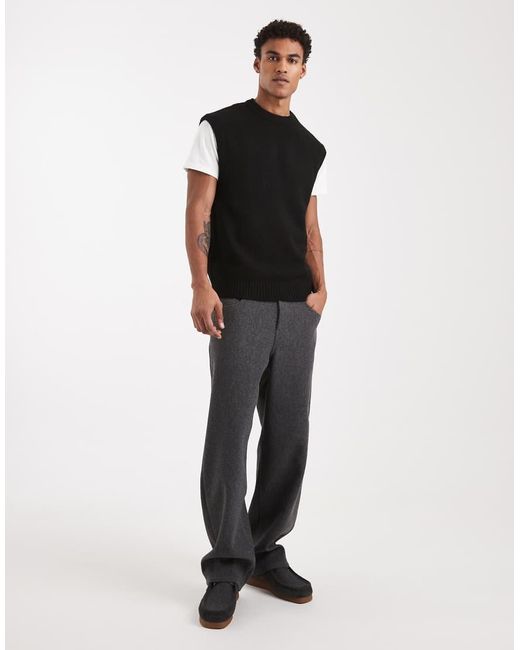 Jack & Jones Black Fluffy Knitted Vest for men