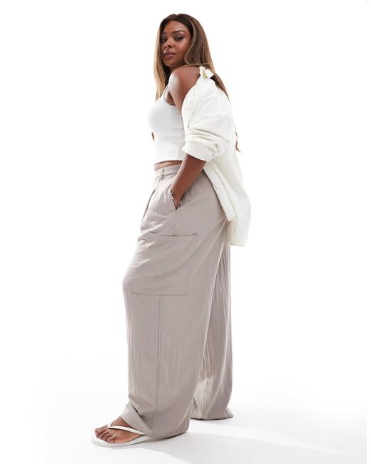 ASOS Gray Curve Barrel Leg Utility Trousers