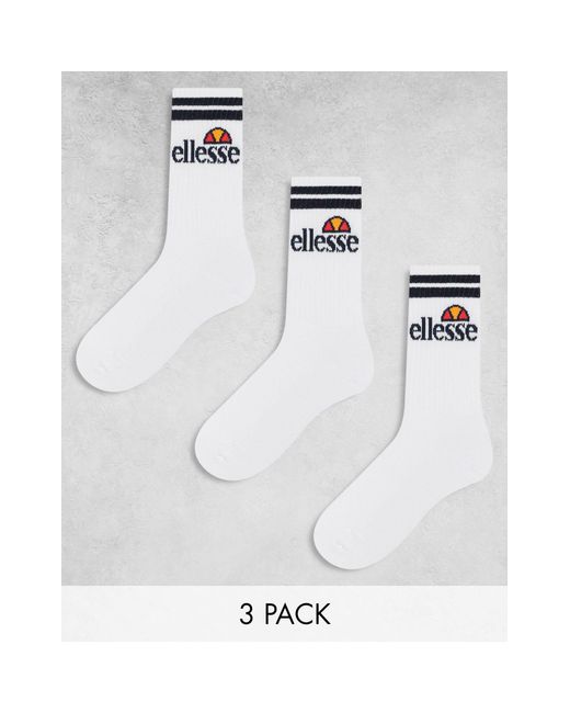 Ellesse White 3 Pack Socks