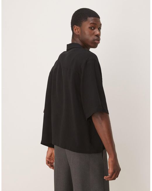 ASOS Black Co-ord Oversized Boxy Linen Look Shirt for men