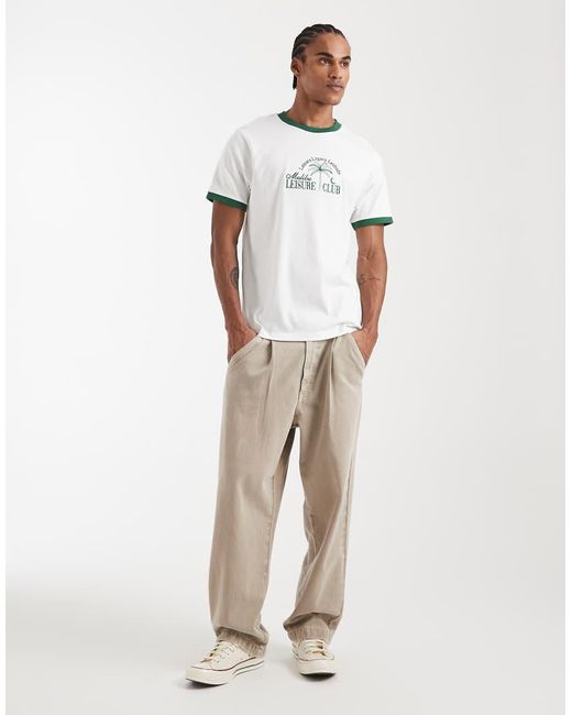 ASOS White Regular Fit T-shirt With Embroidered Palm Tree Graphic for men
