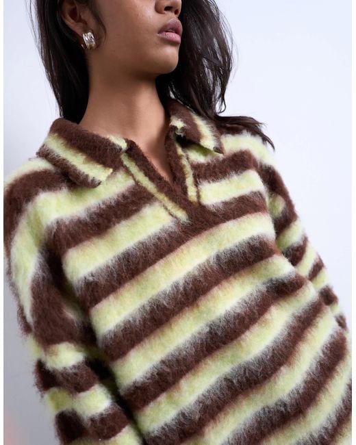 topshop-knit-v-neck-fluffy-polo-shirt-in-white-lyst
