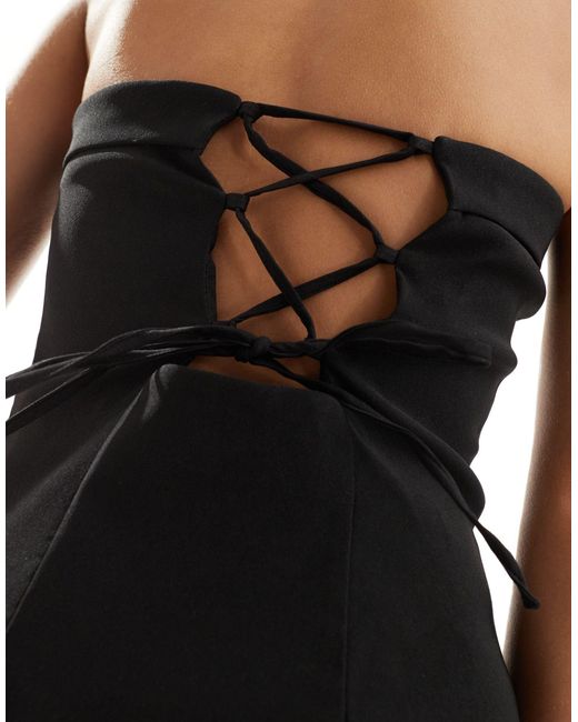 Robe courte bandeau avec liens dans le dos Miss Selfridge en coloris Black