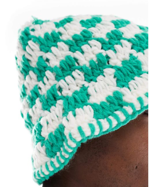 ASOS – gehäkelter anglerhut mit schachbrettmuster in Multicolor für Herren