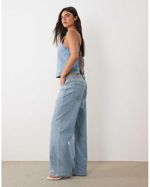 Abercrombie & Fitch Blue Lighweight Denim Wide Leg Tie-up Jeans Set