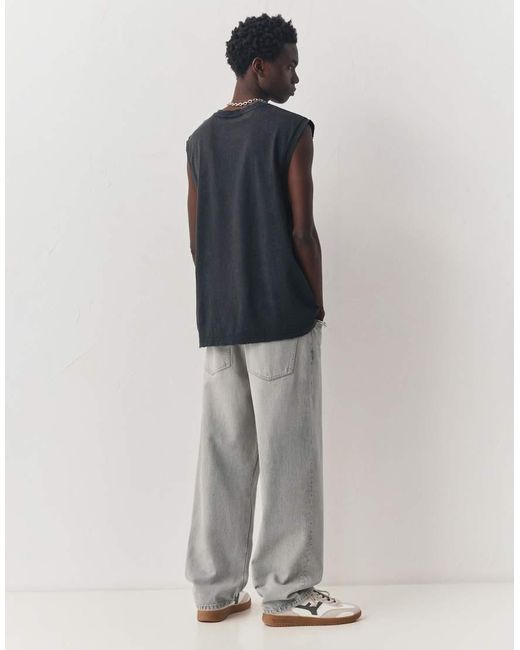 Pull&Bear Gray Baggy Jeans for men