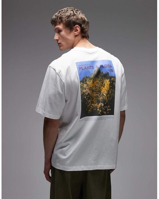 The North Face Gray Plant And Flora Backprint Oversized T-Shirt for men