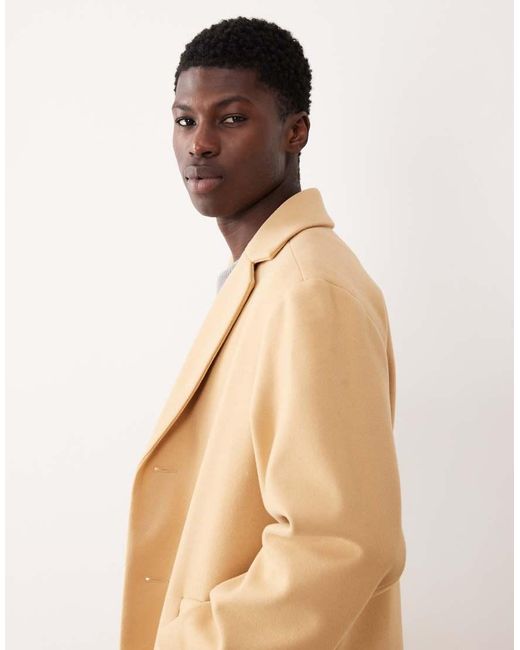 ASOS Natural Wool Look Longline Coat for men